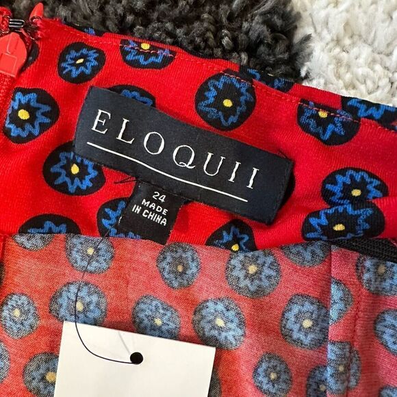 NWT Eloquii Midi Skirt Plus Sz 24 Chiffon Ruffle Flounce Red Circle Asymmetrical - Picture 3 of 8